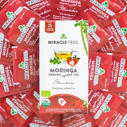 Organic Moringa Tea - Strawberry - Caffeine-Free Herbal Tea