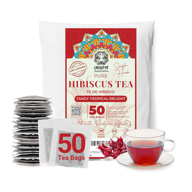 Akshit 50 Hibiscus Tea Bags – Natural Hibiscus Tea - Stress Relieving & Energy Tea