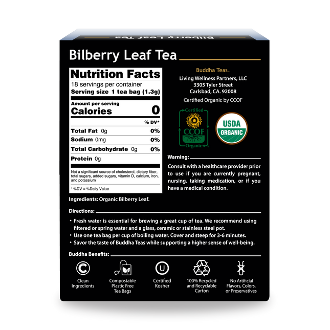 Buddha Teas Bilberry Leaf Tea - back view