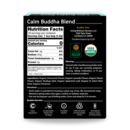 Buddha Teas Calm Buddha Blend - back view