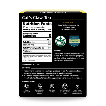 Buddha Teas Cats Claw Tea - back view