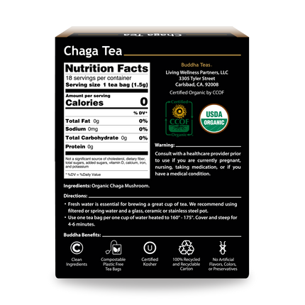 Buddha Teas Chaga Tea - back view