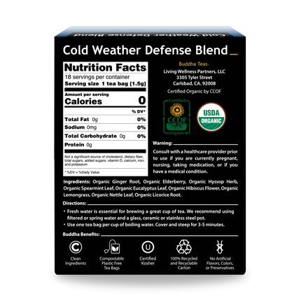 Buddha Teas Cold Weather Defense Blend - back view