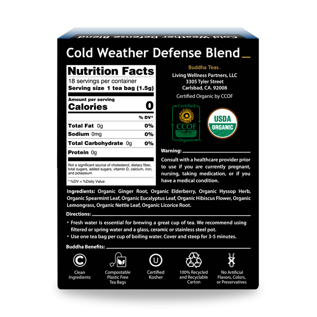 Buddha Teas Cold Weather Defense Blend - back view