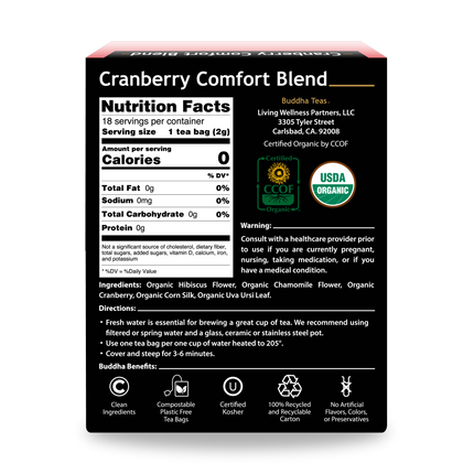 Buddha Teas Cranberry Comfort Blend - back view