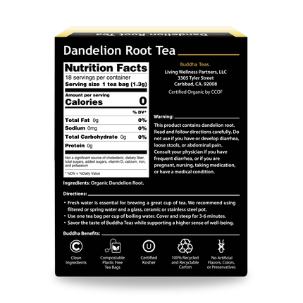 Buddha Teas Dandelion Root Tea - back view