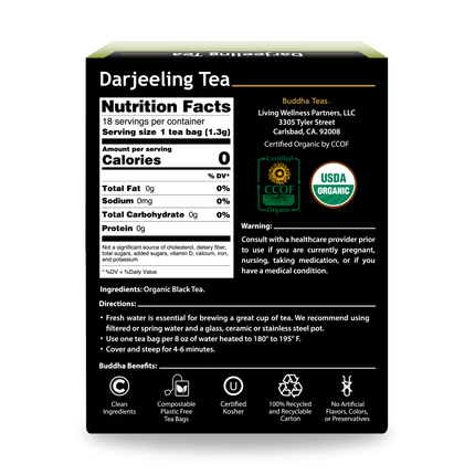 Buddha Teas Darjeeling Tea - back view