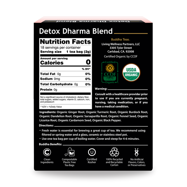 Buddha Teas Detox Dharma Blend - back view
