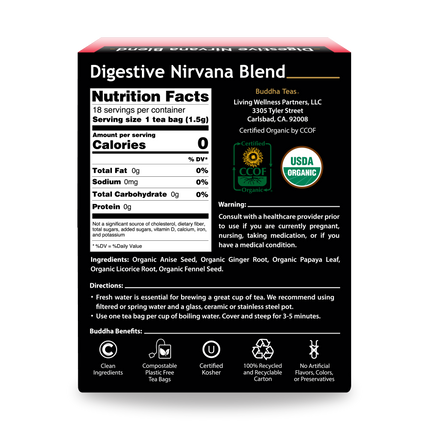Buddha Teas Digestive Nirvana Blend - back view