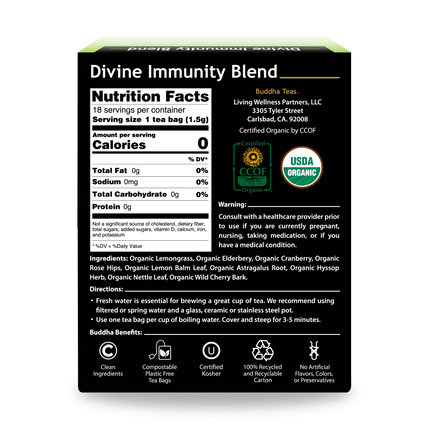 Buddha Teas Divine Immunity Blend - back view