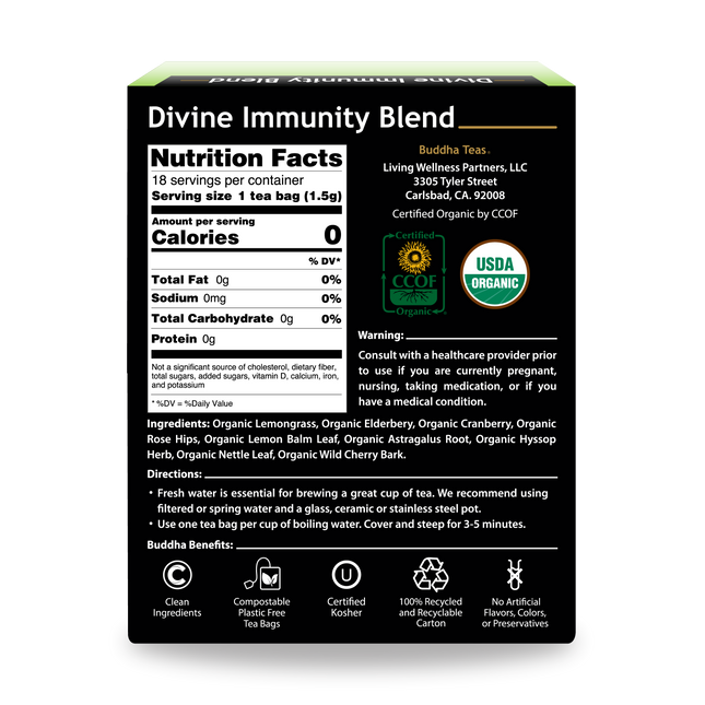 Buddha Teas Divine Immunity Blend - back view