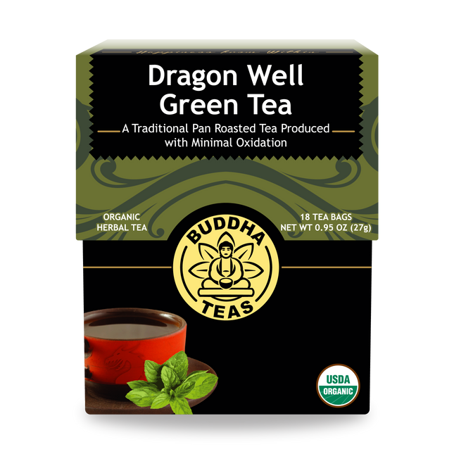 Buddha Teas Dragon Well Green Tea - front view