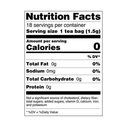 Buddha Teas Elderberry Tea - nutrition facts panel