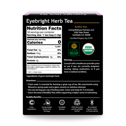 Buddha Teas Eyebright Herb Tea - back view