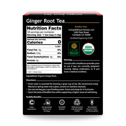 Buddha Teas Ginger Root Tea - back view