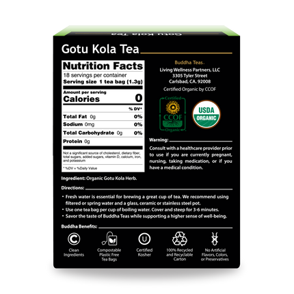 Buddha Teas Gotu Kola Tea - back view