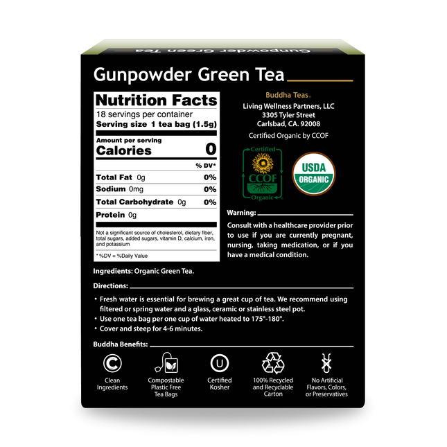 Buddha Teas Gunpowder Green Tea - back view