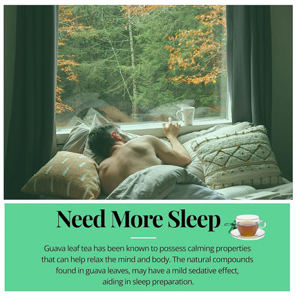 Guava Leaf Tea - 50 Bags, 100% Pure Guava Leaves (Té De Hoja de Guayaba ) Stress Relieving, Herbal Tea- Non-GMO, Vegan, Caffeine-Free