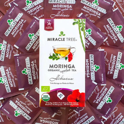 Organic Moringa Tea - Hibiscus - Caffeine-Free Herbal Tea