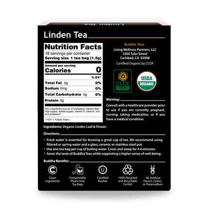 Buddha Teas Linden Tea - back view