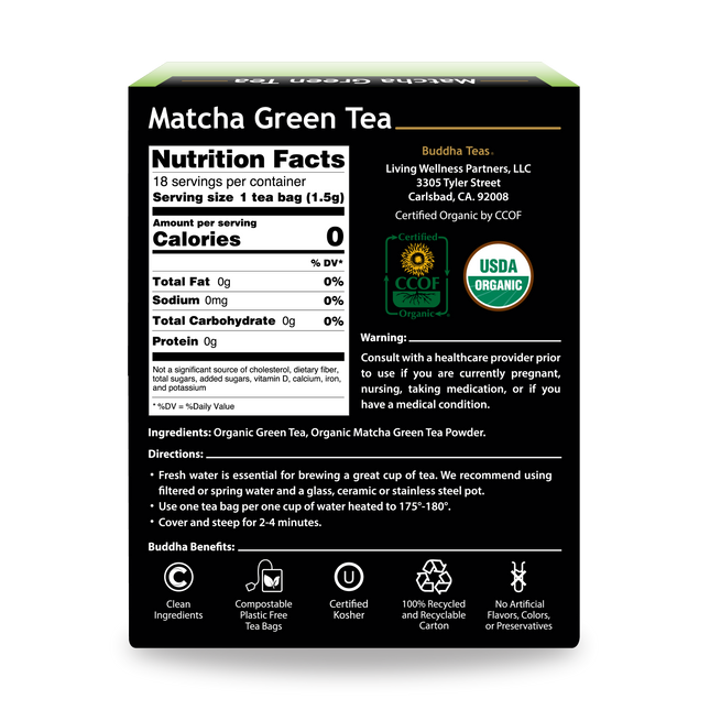 Buddha Teas Matcha Green Tea - back view