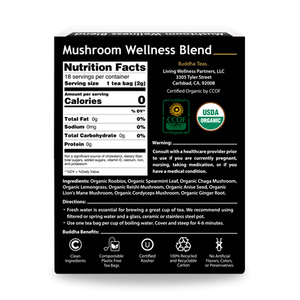 Buddha Teas Mushroom Wellness Blend - back view