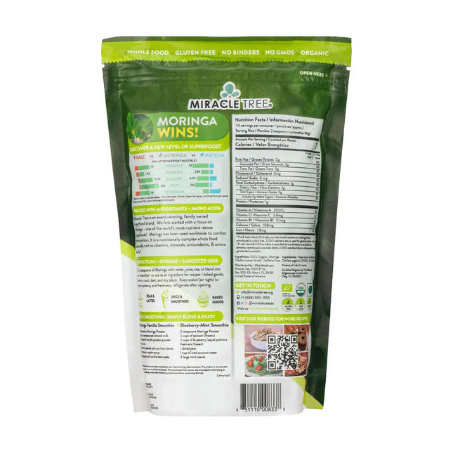 Organic Moringa Powder - 16oz Pouch (1 lb)