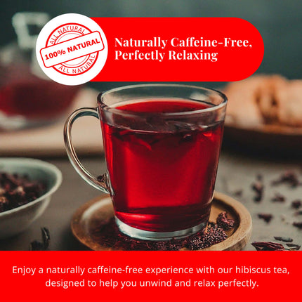 Hibiscus Tea Bags 50 Count – Pure Dried Hibiscus, Caffeine-Free, Stress-Relieving Herbal Tea