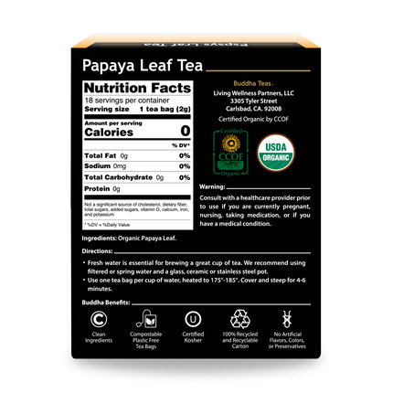 Buddha Teas Papaya Leaf Tea - back view