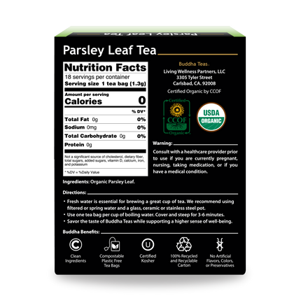 Buddha Teas Parsley Leaf Tea - back view