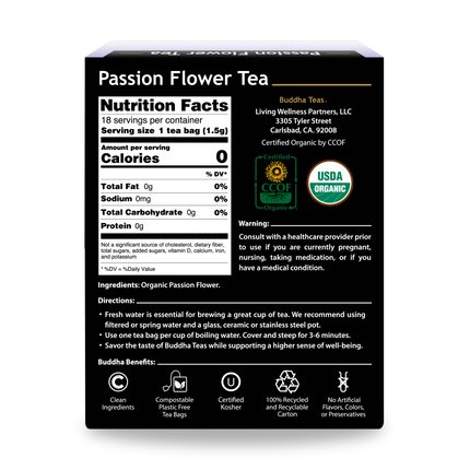 Buddha Teas Passion Flower Tea - back view