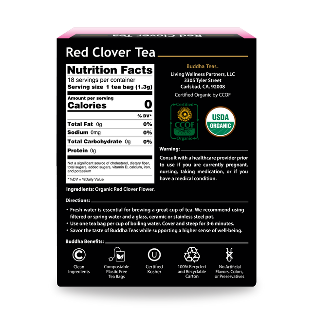 Buddha Teas Red Clover Tea - back view
