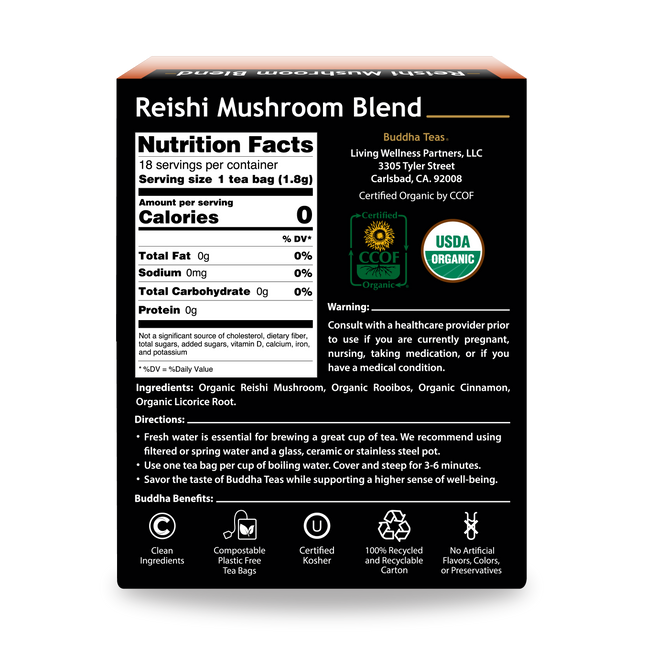 Buddha Teas Reishi Mushroom Blend - back view