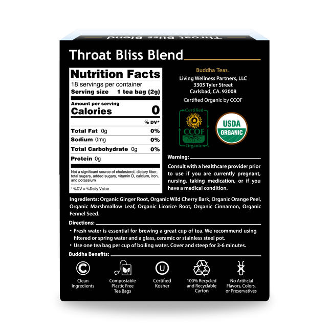 Buddha Teas Throat Bliss Blend - back view