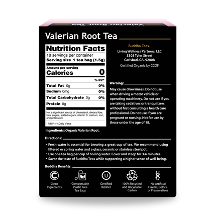 Buddha Teas Valerian Root Tea - back view