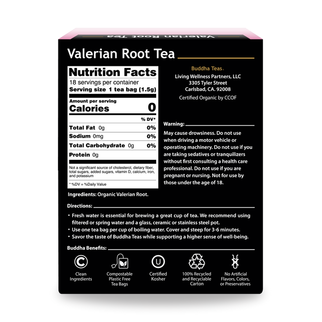 Buddha Teas Valerian Root Tea - back view
