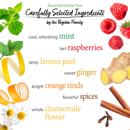 Display of Ingredients of the teas included in this variety pack