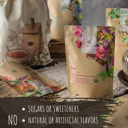 Organic Tea Sampler, 5 Caffeine-Free Wellness Herbal Blends