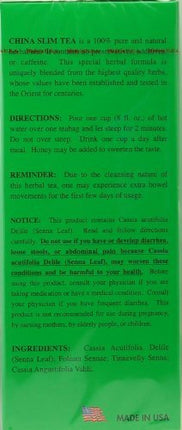China Slim Tea (72 Tea Bags) Special Oriental Pure Herbal Tea
