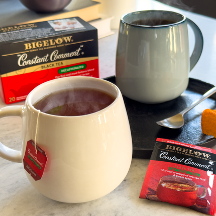 2 mugs of Constant Comment Decaf Black Tea