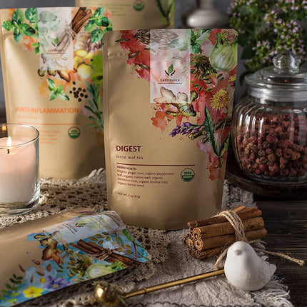 Organic Tea Sampler, 5 Caffeine-Free Wellness Herbal Blends