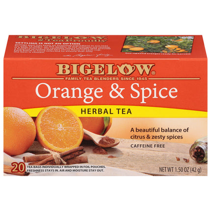Front of Orange & Spice Herbal Tea box