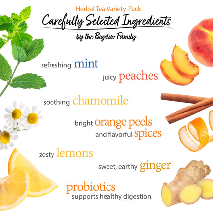 Display of Ingredients of the teas included in this variety pack