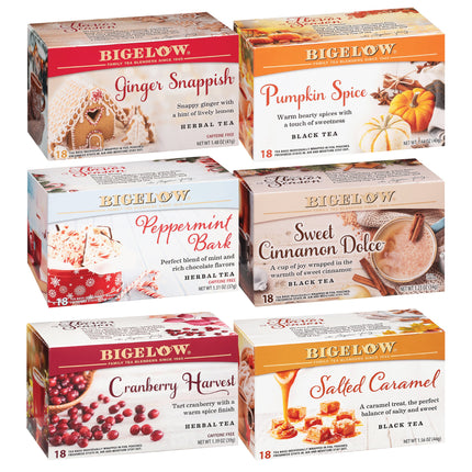 Six boxes of Bigelow Seasaonal Teas - total of 108 tea bags