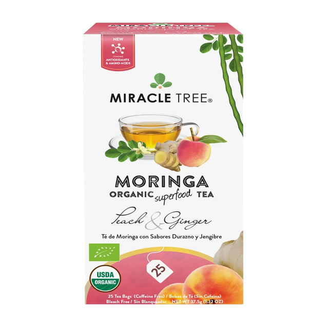 Organic Moringa Tea, Peach & Ginger - Miracle Tree