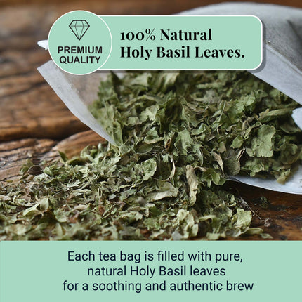 Akshit Holy Basil Tea ( Tulsi Leaf Tea ) ( 75 Tea Bags), Stress Relieving, Made with Pure Dried Holy Basil Tea loose Leaves, Immune Support Tea, Herbal Tea, Caffeine-free, Non-Gmo, Tulsi Energy Tea.