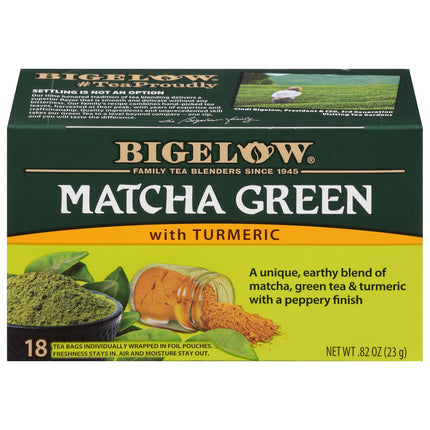 Front of Match Green Tea with Turmeric Box - 20 tea bags per box